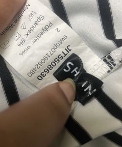 SHEIN Black &amp; White Striped Backless Twist Top