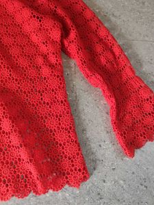Red Flower Detail Top