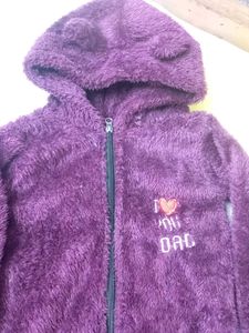 Cute Purple Fleece Baby Romper