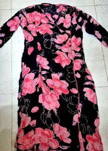 Black Pink Kurta With Slit