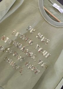 Elegant Green Embellished Sweatshirt