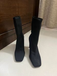 Black Sock Heeled Boots Zara