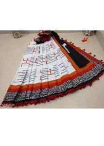 Quirky Printed Mulmul Saree