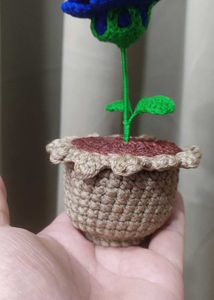 Crochet Blue Rose in Pot