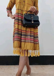 Yellow Design Dress Multiple wear. Size : M