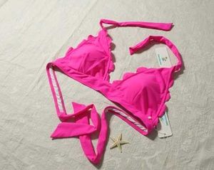 Hot Pink Scalloped Bikini Top