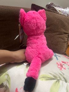 New Soft Toy- Pink &amp; White Plush Fox