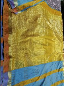 Yellow Blue Banarasi Saree