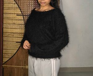 Stylish Black Fuzzy top