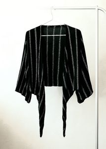 Striped Tie Front Cardigan