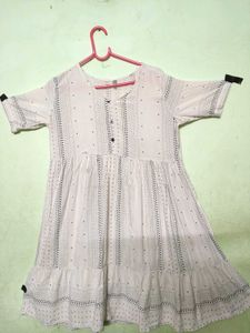 Girls White Cotton Dress