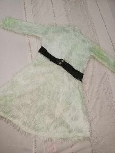 Fluffy Green Mini Dress