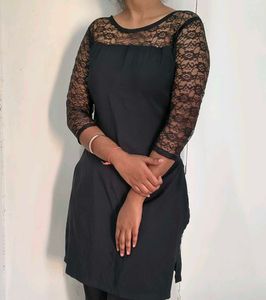 Elegant Black Lace Detail Dress