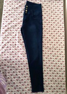 High Waist Dark Blue Skinny Fit Jeans