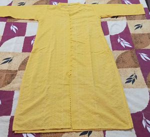 Yellow Embroidered Kurti