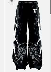 Black Graphic Print Pants
