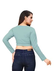 Mint Green Long Sleeve Crop Top