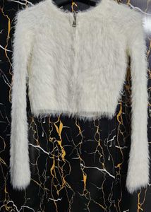 Off White Woolen Crop top