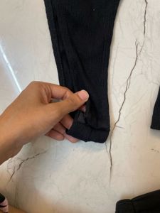 Black Ribbed Bodysuit