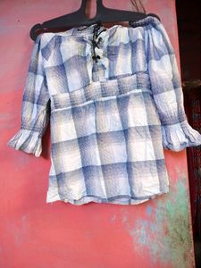 Checkered Off-Shoulder Top