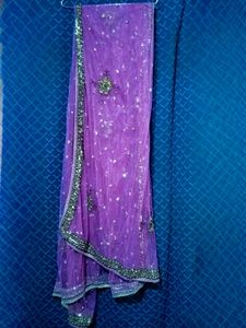 Purple Heavy Beadwork Lehenga Set For Women