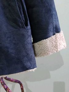 Navy Blue Suede Shearling Jacket