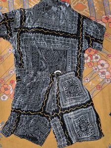 Patterned Shirt &amp; Shorts Set