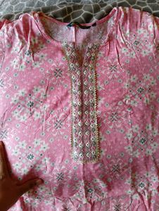 Floral Print Pink Kurta