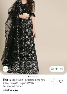 Black,Silver Sequins Lehenga Choli &amp; Dupatta