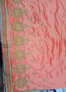 Elegant Peach Embroidered Saree❤️❤️