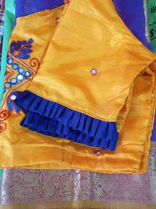 Kanjeevaram Purple &amp; Gold Botanical Fabric