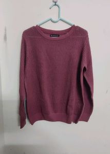 Here&Now Women Pink Open Knit Pullover Sweater