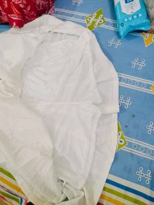 White Flared Skirt With Attached Shorts