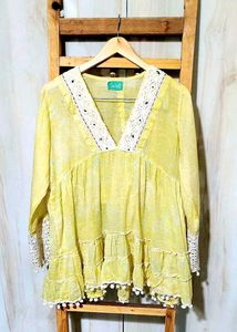 Light Yellow Cotton Top Size-36-38