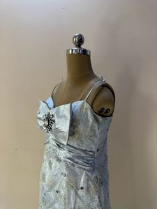 Silver Heavy Embellished Bow Gown