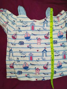Baby Top With Birds And House Print