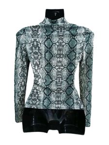 Snakeskin Print Mock Neck Top Size XS - S
