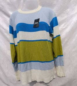 Unisex Imported Striped Knit Sweater