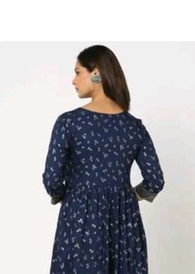 Elegant Navy Blue Floral Print Kurta