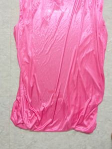 Pink Satin Kaftan Nightgown with Lace Detail
