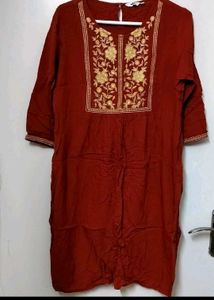 Women Embroidered Straight Kurta
