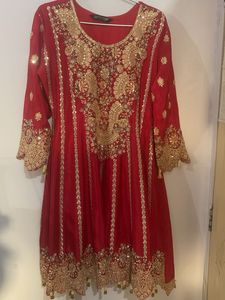 Red Embroidered Kurta Set