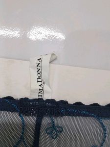 (800)Dark Blue Floral Lace Sheer Thong Panties