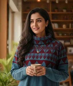 Stylish Patterned Turtleneck Sweater