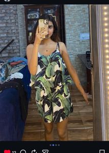 Tropical Print Sleeveless Dress