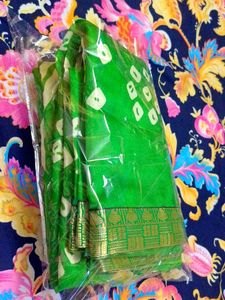 Green Bandhani Saree💚