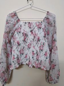 Floral Sheer Tie-Front Top