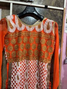 Elegant Orange Embroidered Kurta