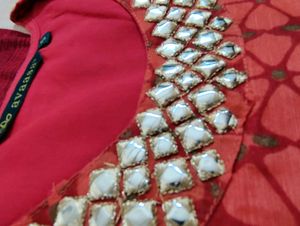 Orange Embellished Kurta
