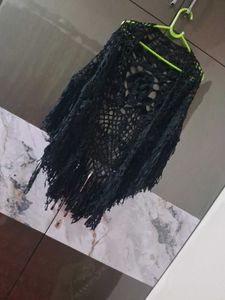 handmade Boho Crochet Fringe poncho